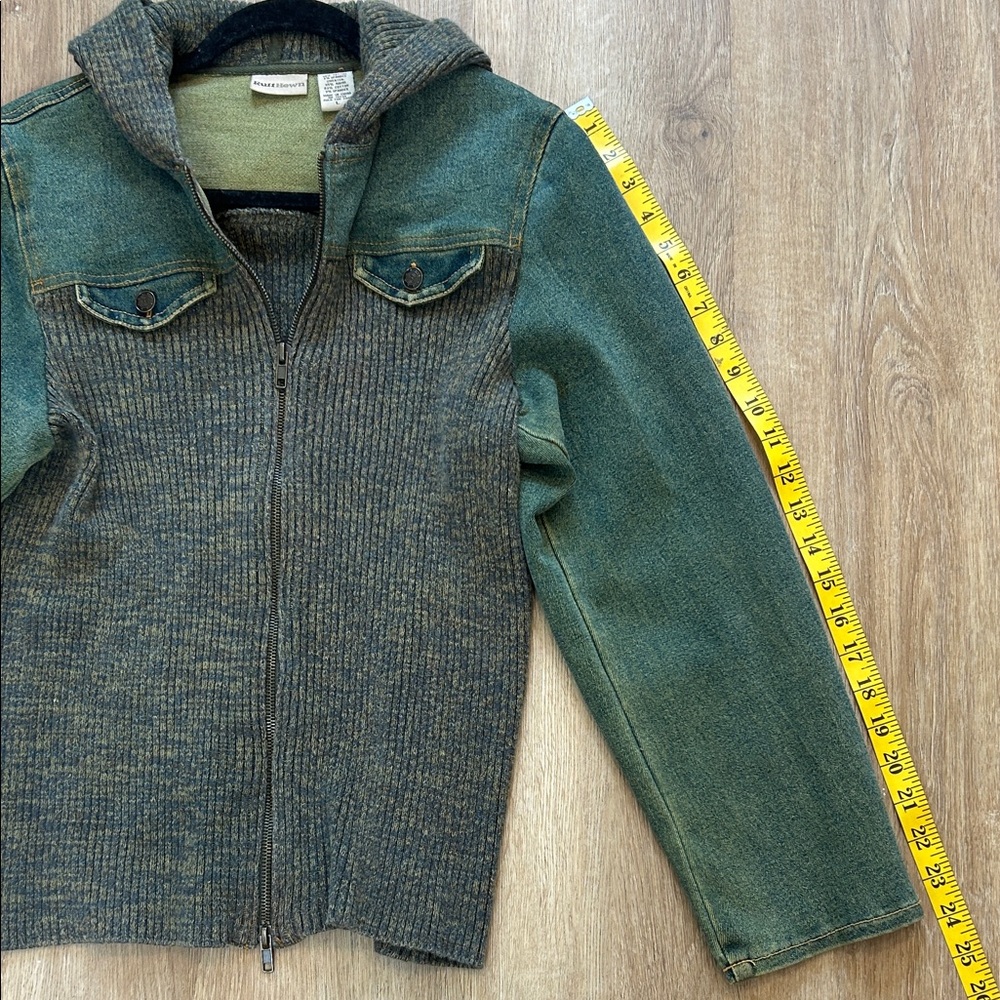 Ruff Hewn Olive Green Hooded Zip Cardigan Jacket - Picture 10 of 12